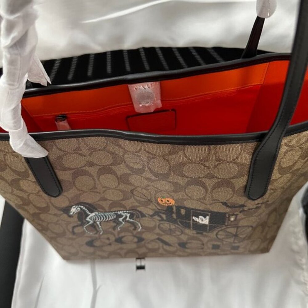 Coach Brown Signature Tote with Halloween Patchwork - Picture 4 of 8